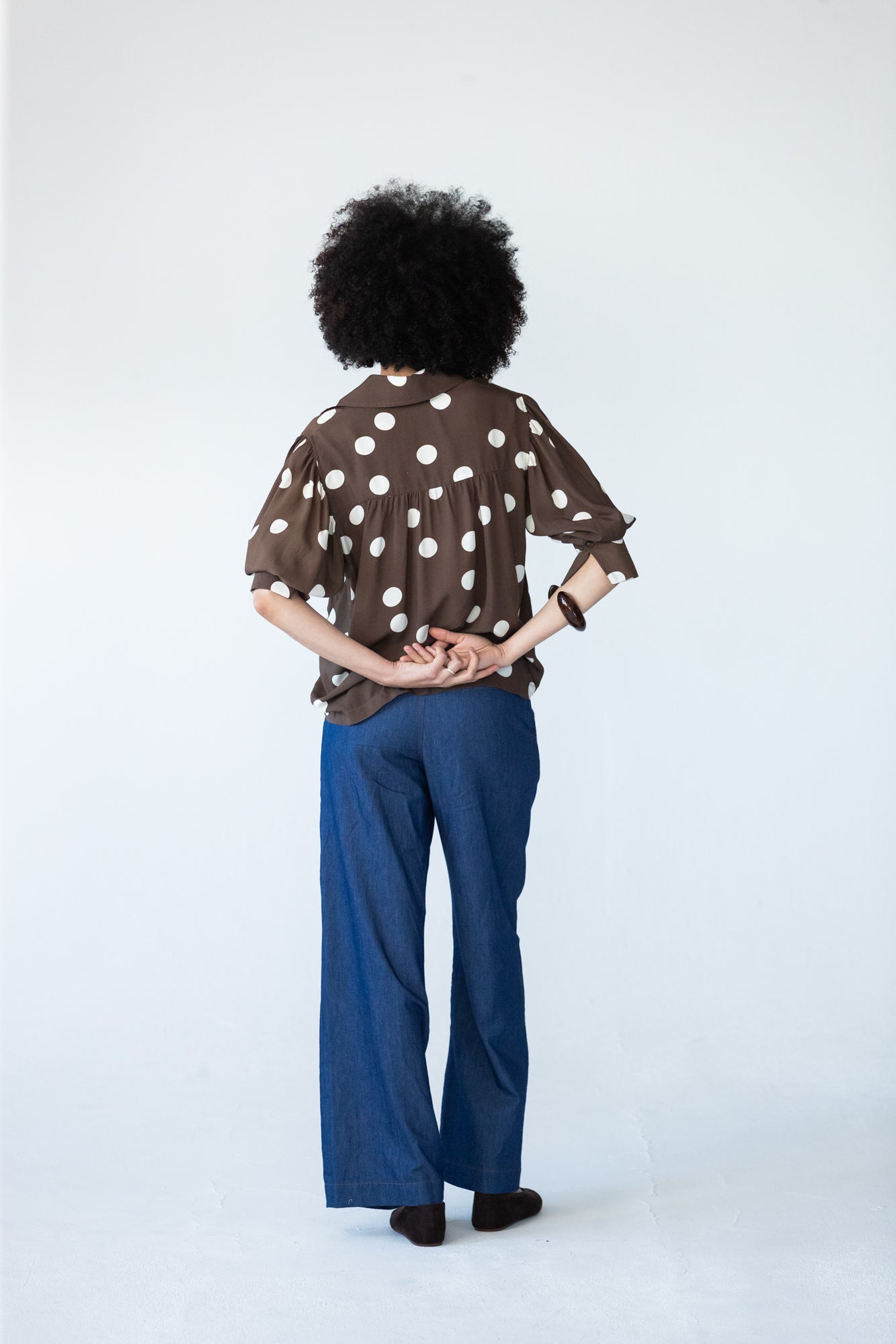 Blair wide leg denim pants, back view