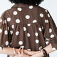 Harper polka dot shirt, back view showing yoke and gathered back