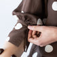Harper polka dot shirt, close-up of sleeve cuff and opening