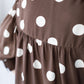 Harper polka dot shirt, close-up of gathered back yoke