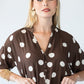 Sloane polka dot dress, close up of collar and neckline