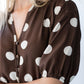 Sloane polka dot dress, close up of collar and elasticated sleeve cuff
