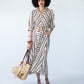 Cassidy stripe dress, front view with hand in pocket