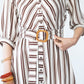 Cassidy stripe dress, close up of collar, button stand and belt buckle