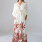 Georgia cream kaftan with rust palm border print, front view