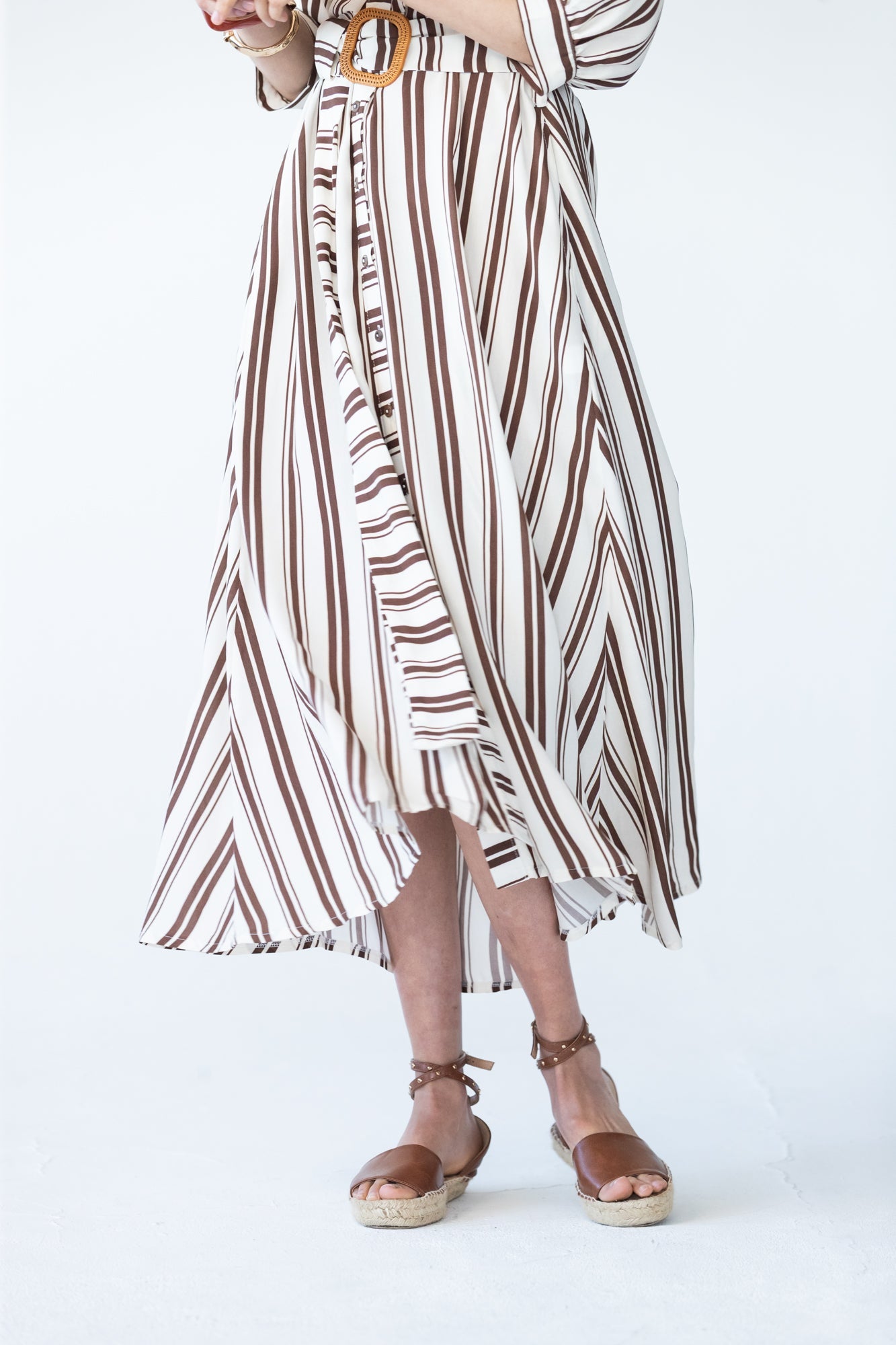 Cassidy stripe dress, with skirt in motion