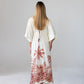 Georgia cream palm print kaftan, back view showing keyhole tie