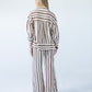 Sydney chocolate stripe wide leg pants, back view full length
