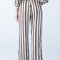 Sydney chocolate stripe wide leg pants, close up back view of waistband