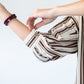 Blake chocolate stripe shirt, close up of cuff detail