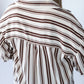 Blake chocolate stripe shirt, back view showing collar and gathered yoke