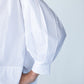 Blake white poplin shirt, close up back view of puff sleeve