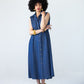 Sutton denim shirt-dress, full-length front view with arms crossed