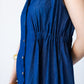 Sutton denim shirt-dress, close-up of elasticated waist and side pocket