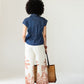 Sydney palm border wide leg pants, back view