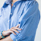 Claire frill stripe shirt, close up of sleeve and double-button cuff