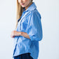 Claire frill stripe shirt, side profile view