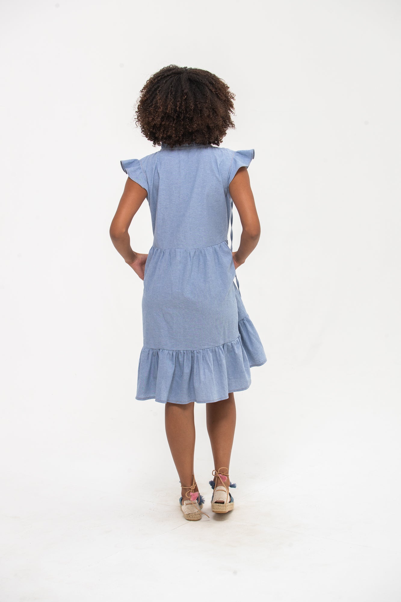 Ella Frill Dress - Light Denim