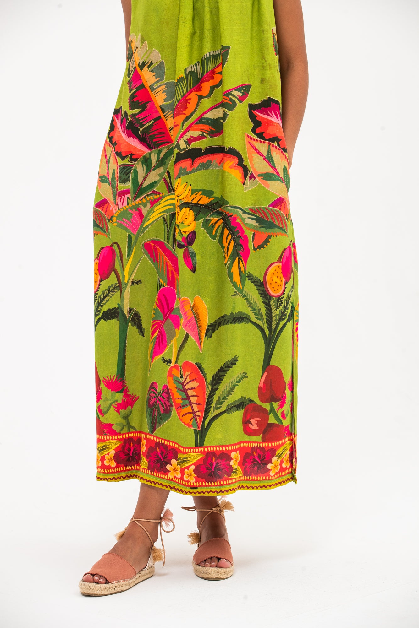 Simone Dress- Green Tropical