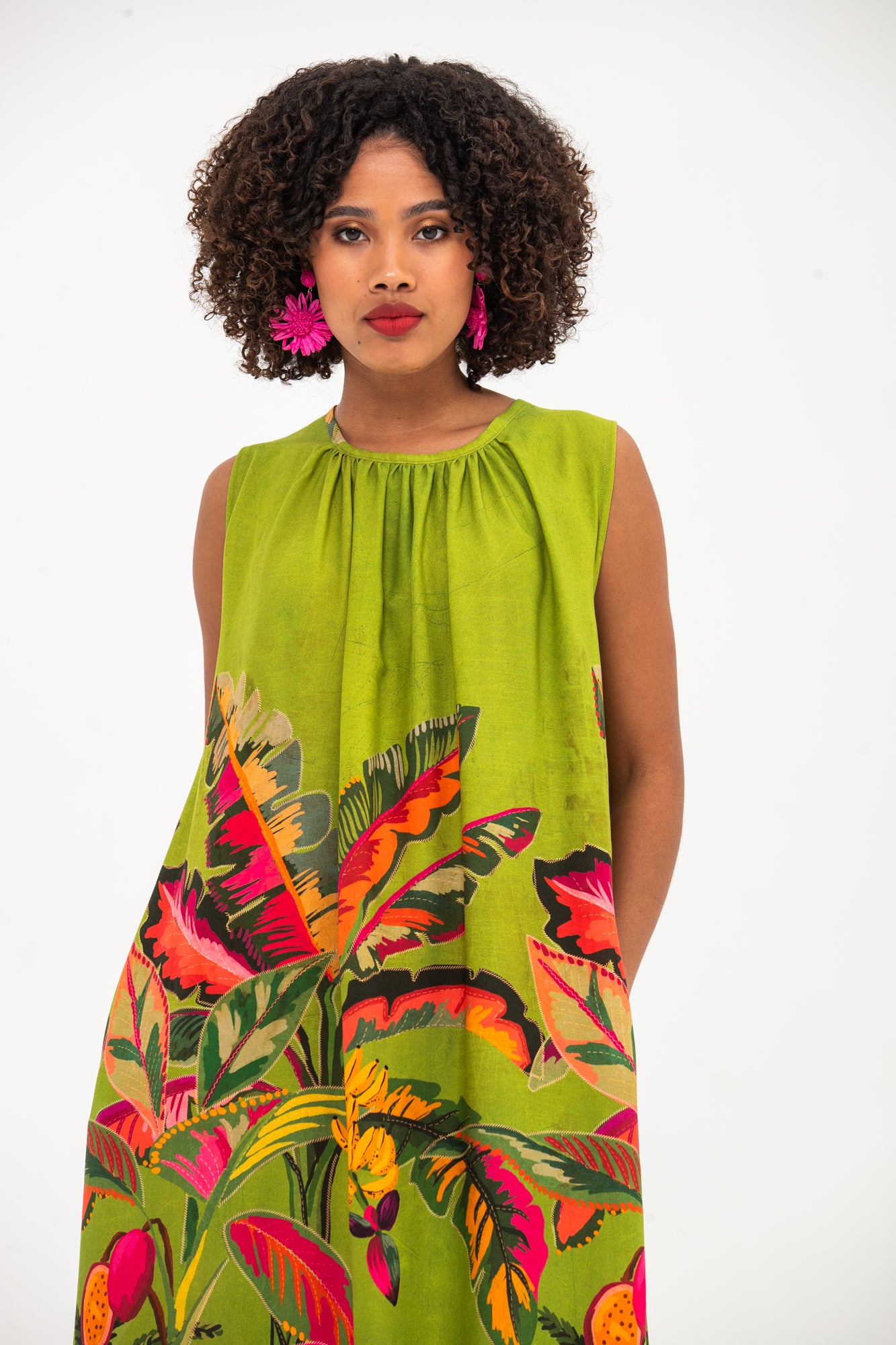 Simone Dress- Green Tropical