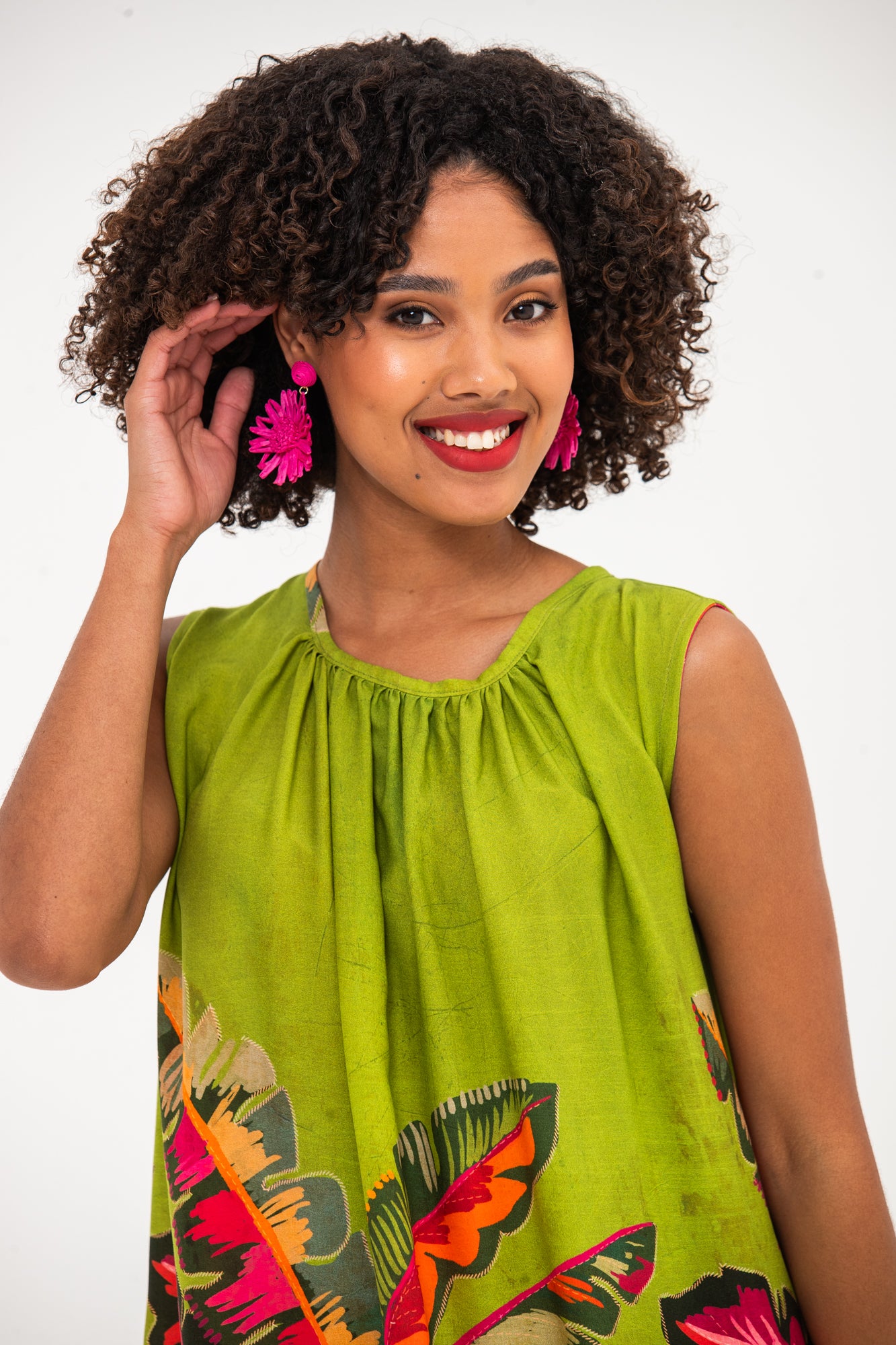 Simone Dress- Green Tropical