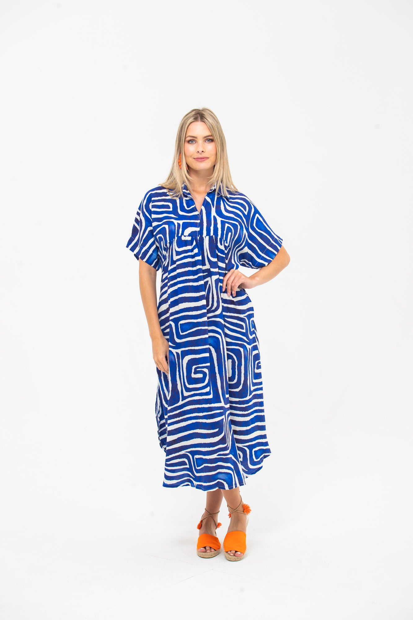 Zanzibar Dress - Navy and White
