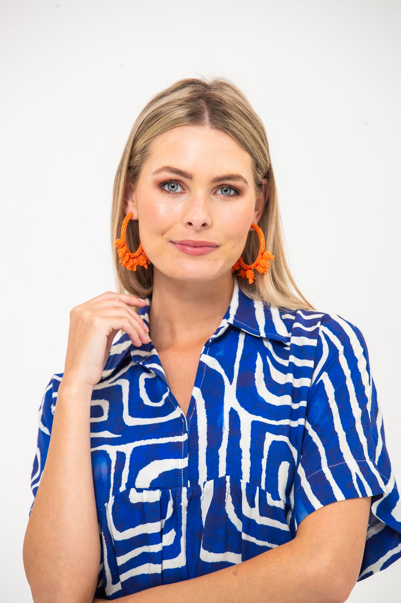 Zanzibar Dress - Navy and White