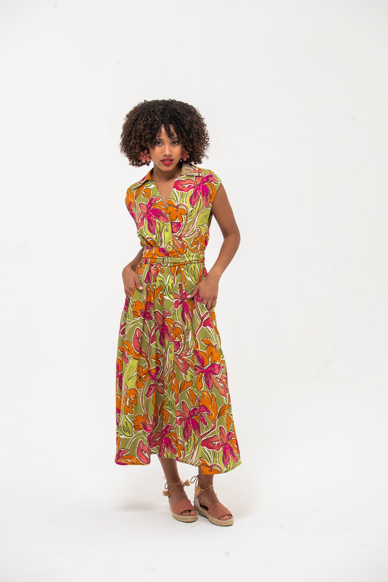 Cabo Dress - Green and Pink