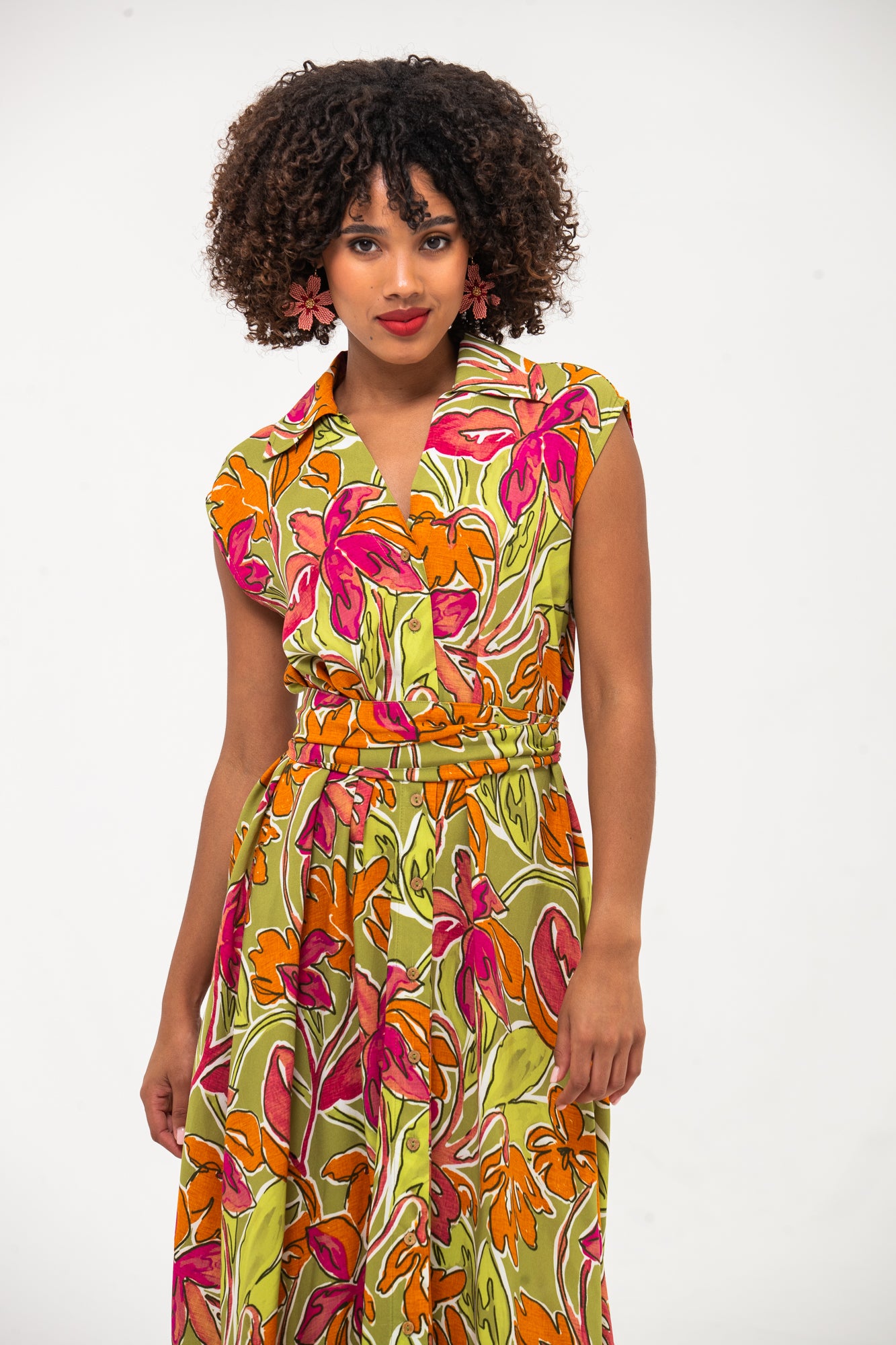 Cabo Dress - Green and Pink