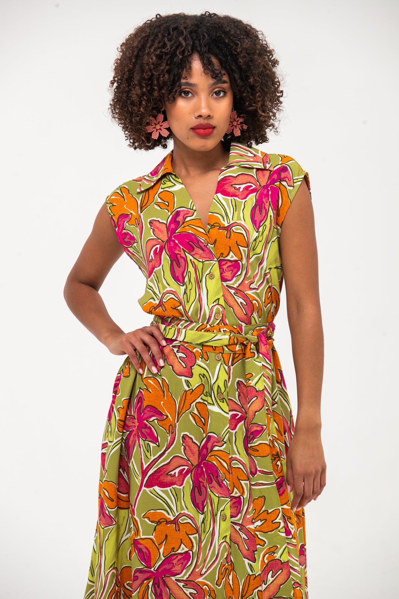 Cabo Dress - Green and Pink