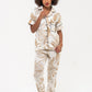 Classic Short Sleeve Long Pants Set - Creme and White
