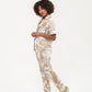 Classic Short Sleeve Long Pants Set - Creme and White