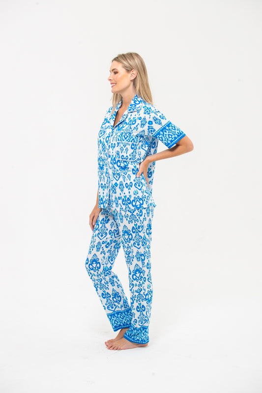 Classic Short Sleeve Long Pants Set - Turquoise