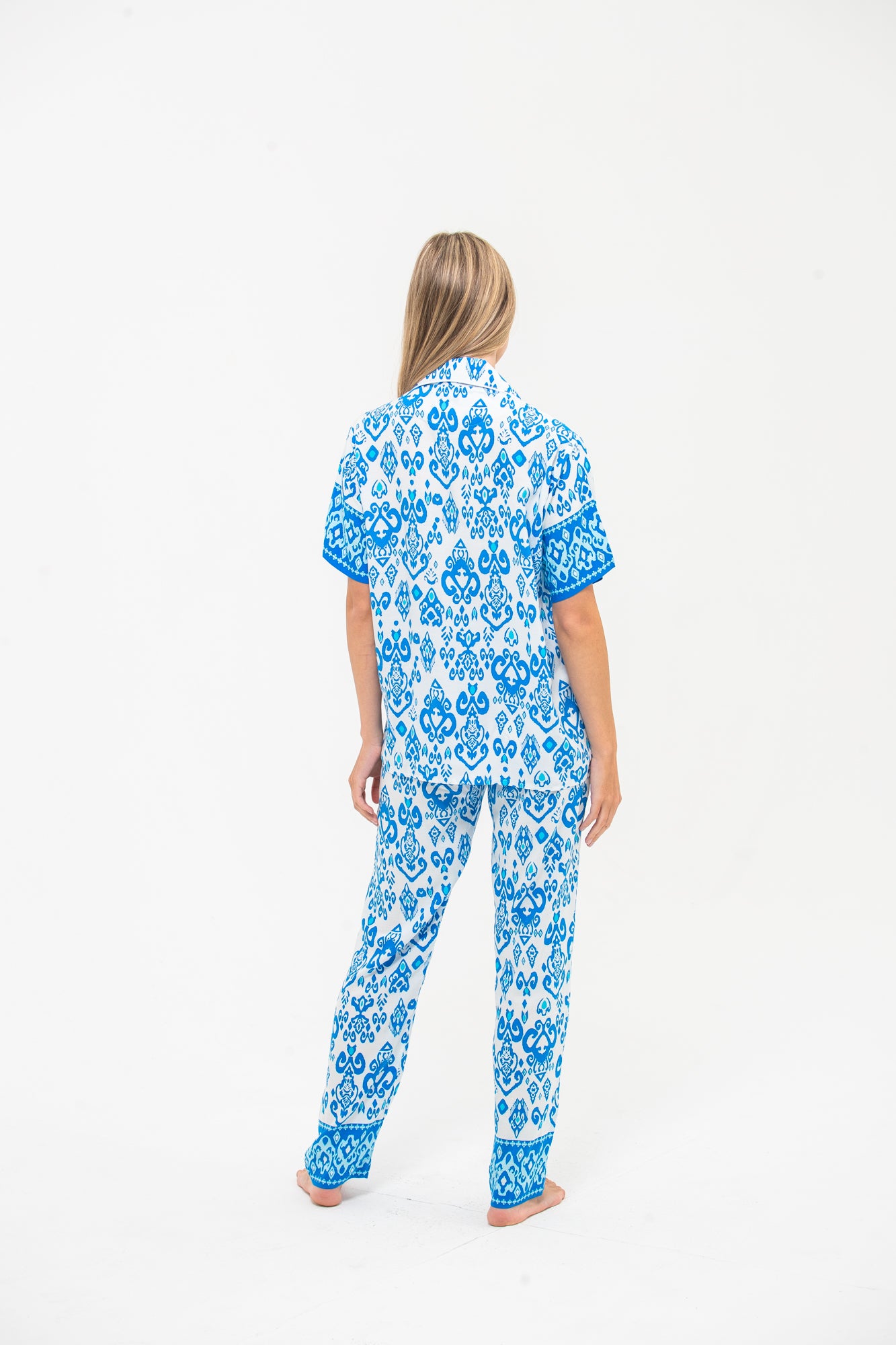 Classic Short Sleeve Long Pants Set - Turquoise