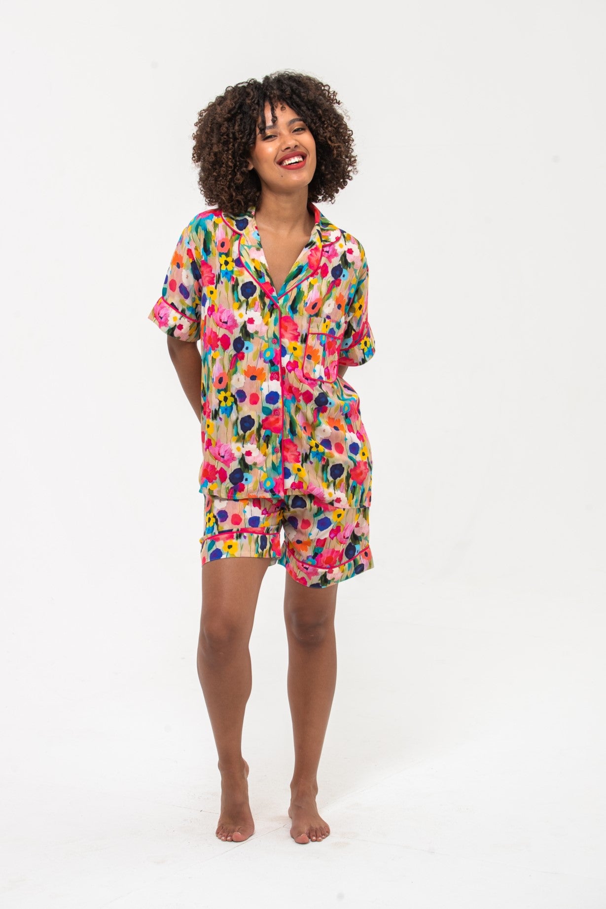 Short Pyjama Set - Pink Poppy