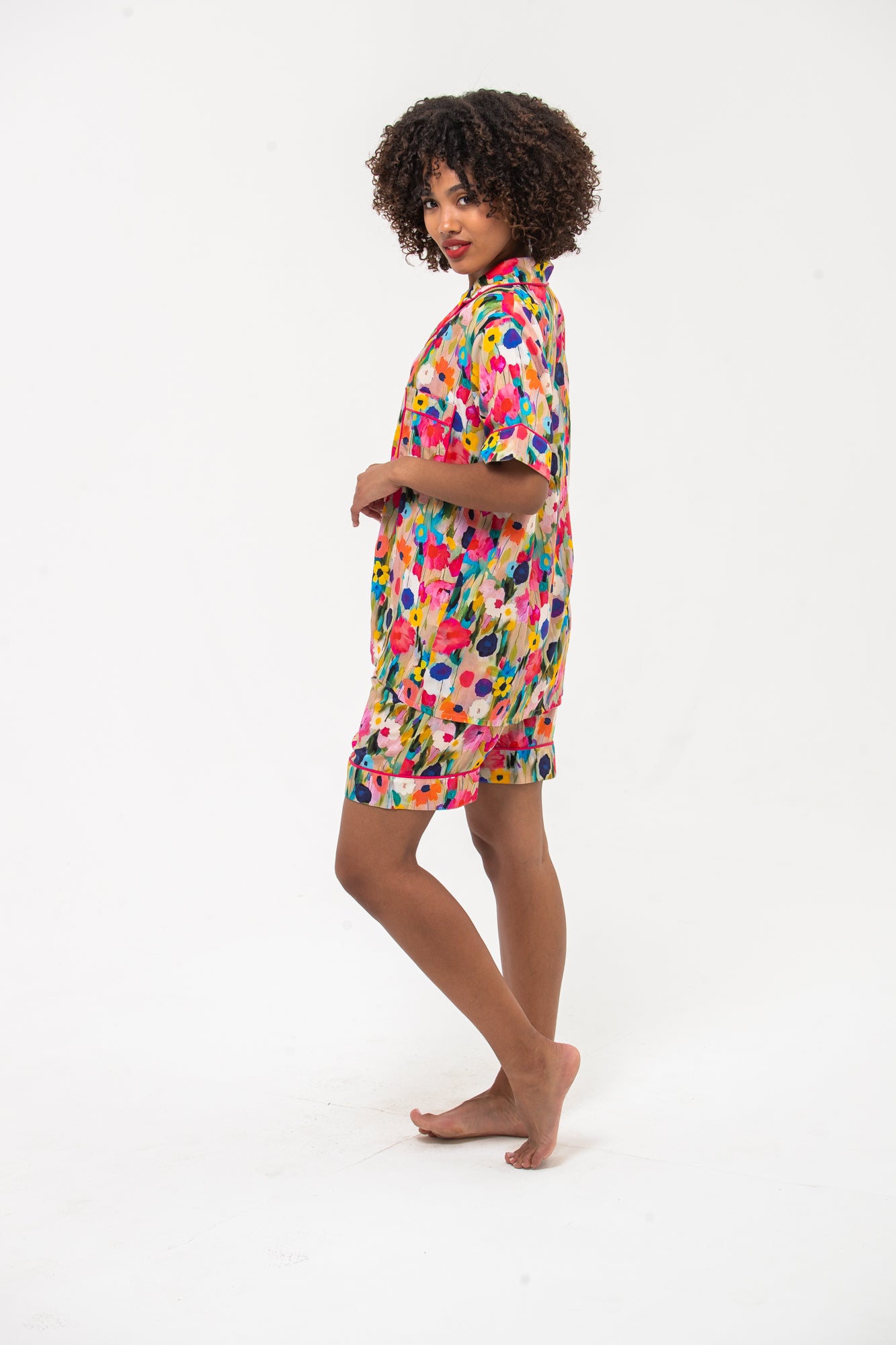 Short Pyjama Set - Pink Poppy