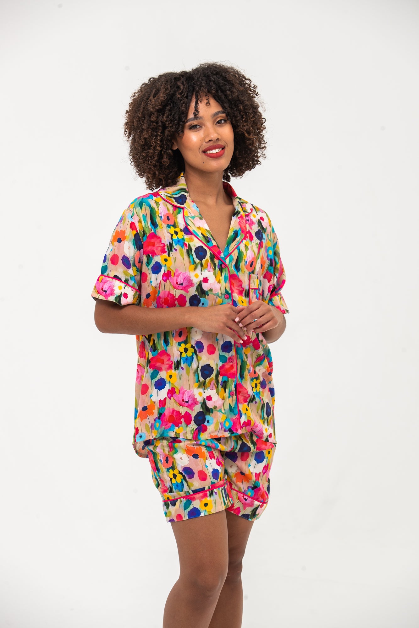 Short Pyjama Set - Pink Poppy