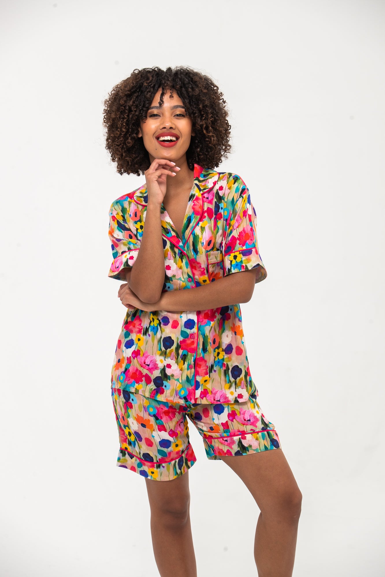 Short Pyjama Set - Pink Poppy