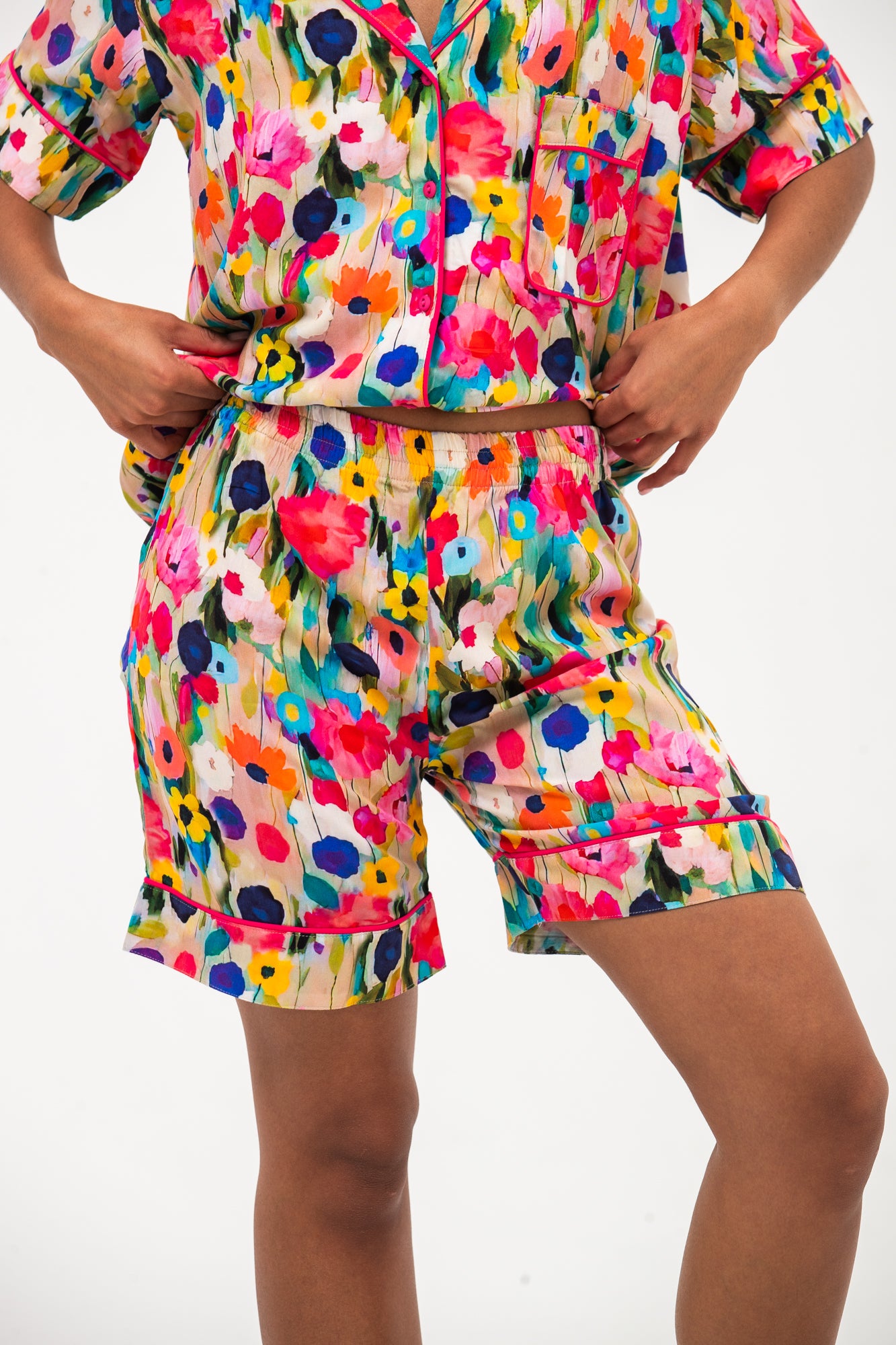 Short Pyjama Set - Pink Poppy