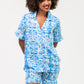 Short Pyjama Set - Turquoise & White