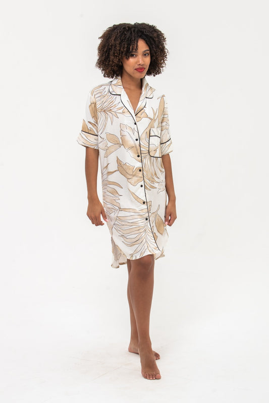 Summer Nightshirt - Creme & White