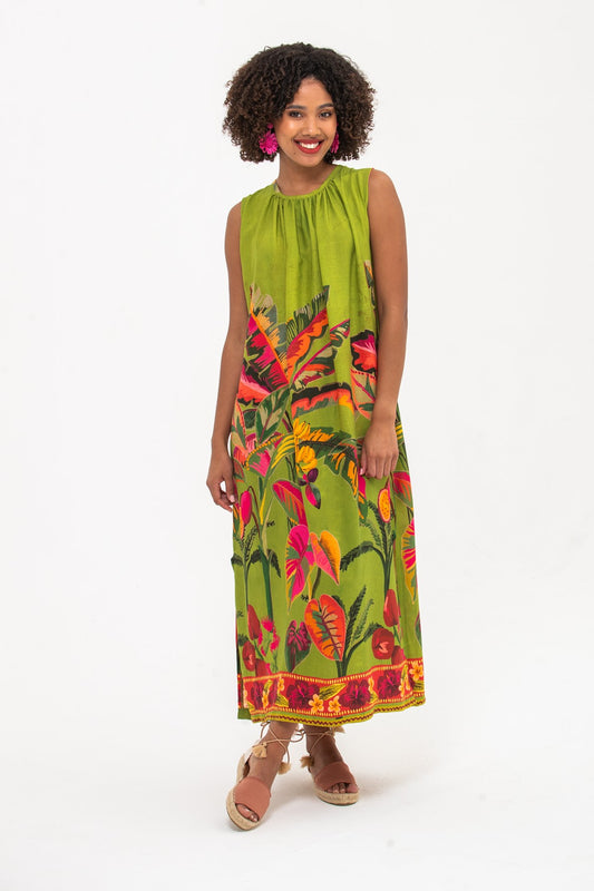 Simone Dress- Green Tropical