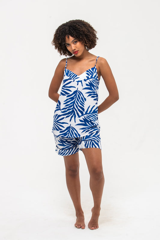 Cami Short Set - Navy and White