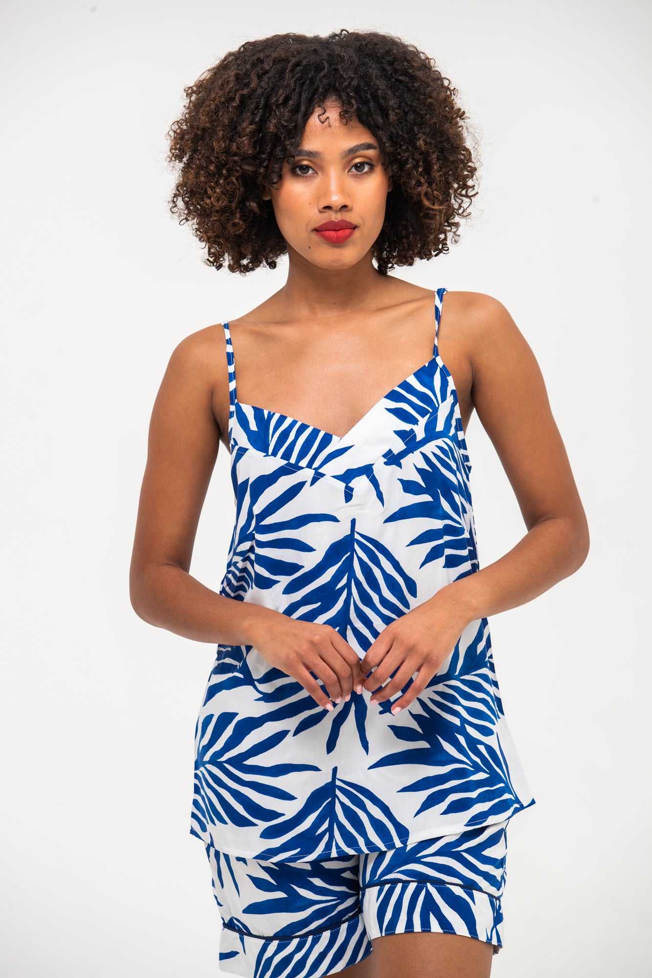 Cami Short Set - Navy and White