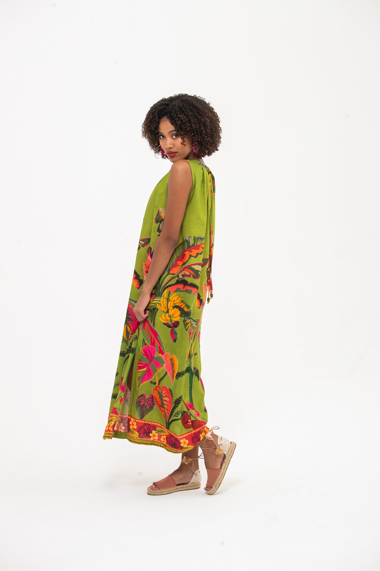 Simone Dress- Green Tropical