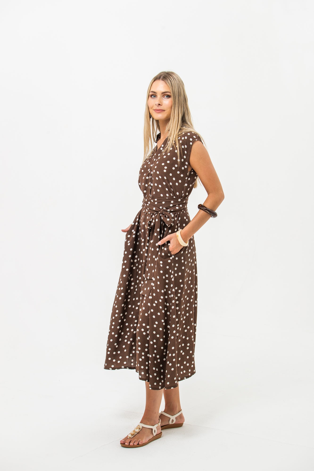Cabo Dress - Chocolate and White Polka Dots