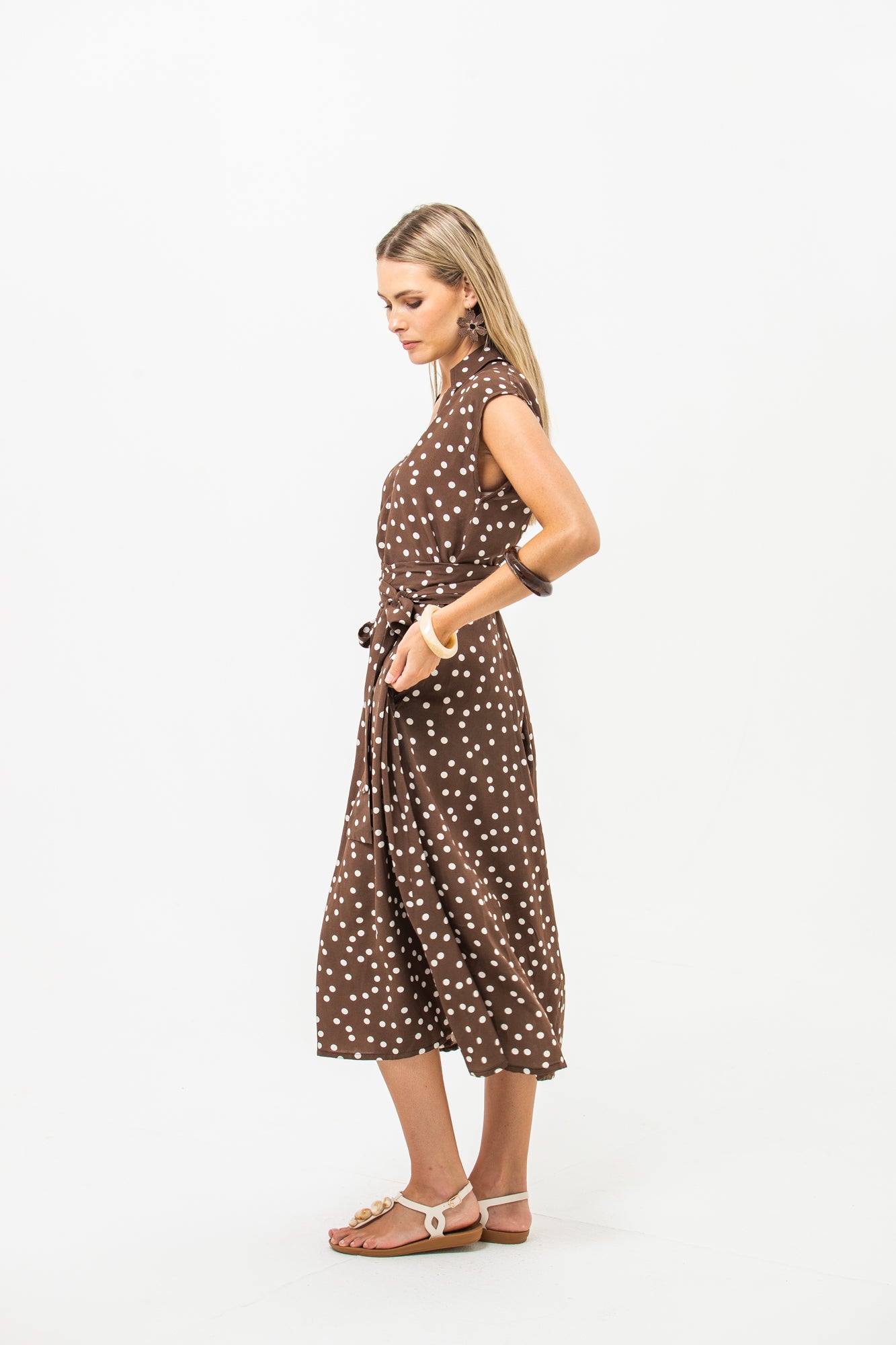 Cabo Dress - Chocolate and White Polka Dots