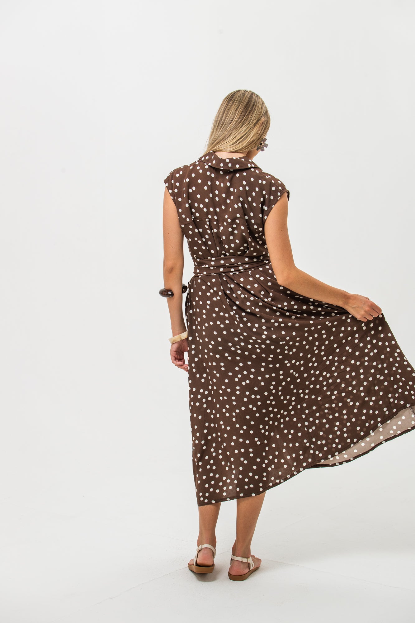 Cabo Dress - Chocolate and White Polka Dots