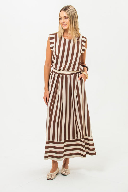 Sorrento Skirt - Chocolate Stripes
