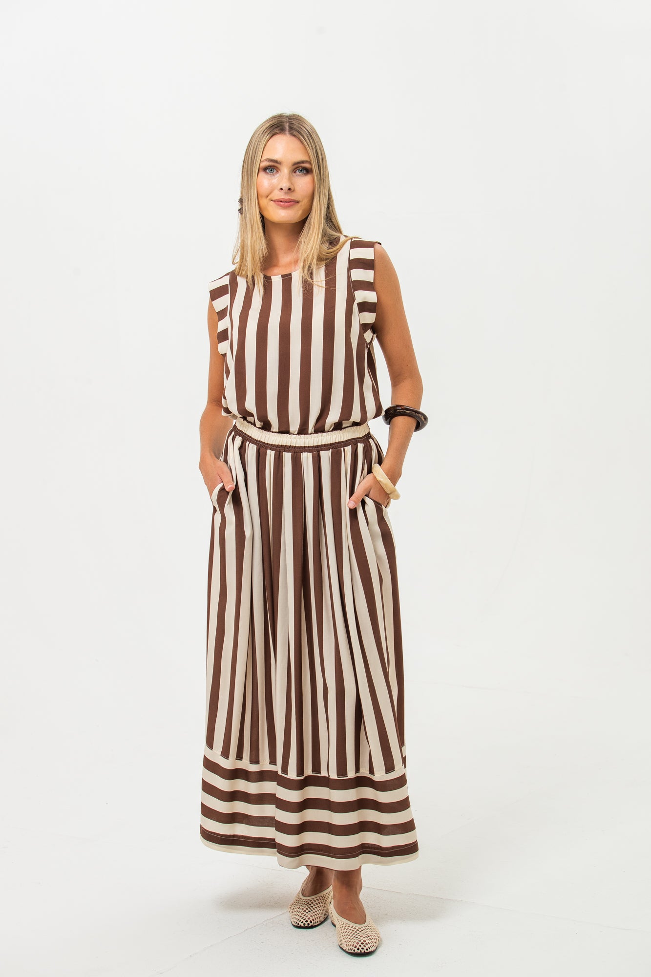 Sorrento Skirt - Chocolate Stripes